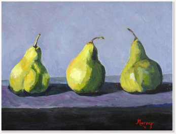 Marilyn Johnston. Three Pears. Acrylic on canvas.