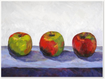 Marilyn Johnston. Three Apples. Acrylic on canvas.