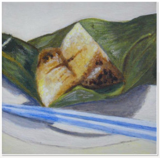 Evelyn Chung. Rice Dumpling. Acrylic on canvas.