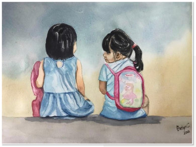 Evelyn Chung. Friends. Watercolour on paper.