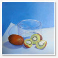 Lina. Glass and Kiwi Fruit. Acrylic on canvas.