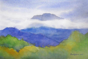 Sacred Mountains and Clouds 2015 Watercolour on paper 22.5 x 15 cm